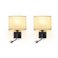 NETTLIFE zestaw 2 kinkietów LED do wnętrza sypialni kinkiet salon lampka nocna łóżko z tkaniny z elastycznym ramieniem do czytania E27