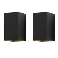 NETTLIFE Zestaw 2 kinkietów LED, zewnętrznych i wewnętrznych: czarne oświetlenie ścienne, lampa zewnętrzna, ściana domu 5 W IP65 ciepła biel 3000 K