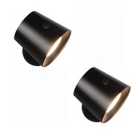 NETTLIFE Zestaw 2 lamp ściennych z metalową klatką do wnętrz nowoczesna, ściemniana, regulowana metalowa lampa sufitowa w kolorze czarnym o kącie 360°