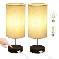 NETTLIFE Zestaw 2 lamp stołowych Lampka nocna USB Touch Czarna Vintage E27 Ściemnialna lampa stołowa z funkcją ładowania Nowoczesna