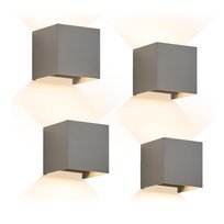 NETTLIFE Zestaw 4 kinkietów LED Ext, ciepła biel IP65, antracyt, do domu, na klatkę schodową