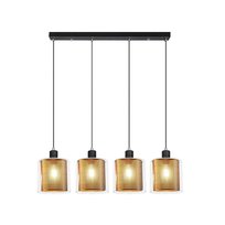 NETTLIFE Złota lampa wisząca do salonu, lampa wisząca vintage, 3 żarówki E14, szkło industrialne, REGULOWANA WYSOKOŚĆ