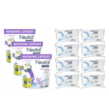 Neutral, Kapsułki hipoalergiczne do prania kolorowego, 3x22 prania; Chusteczki dla dzieci, zestaw - Unilever