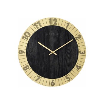 NEXTIME Zegar ścienny Flare, złoty, czarny, 35x3,5 cm - Nextime