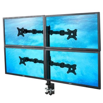 NF44 - Solidny biurkowy uchwyt do czterech monitorów 4x LCD, LED 10"-30" Regulacja 3D - Ergosolid