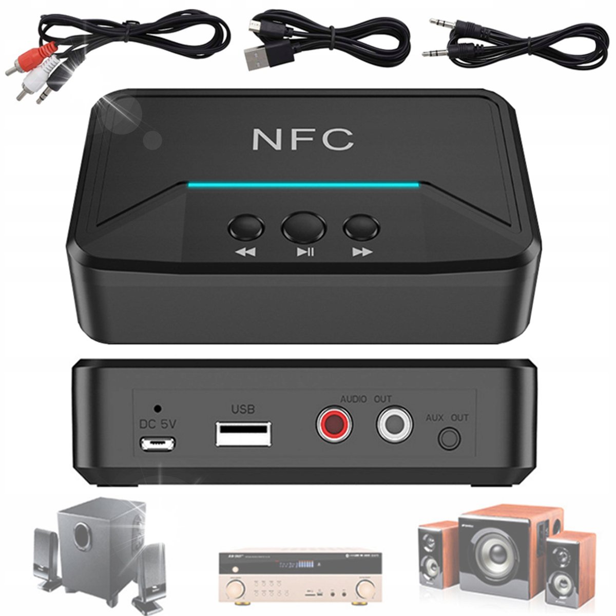 Nfc Adapter NFC ADAPTER BLUETOOTH 5.3 ODBIORNIK NADAJNIK LED TX/RX PROFESJONALNY ...