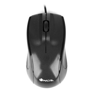 NGS MIST - Mysz optyczna 1000dpi z przewodem USB, mysz do komputera lub laptopa z 2 przyciskami, Plug&Play, oburęczna, czarna - NGS