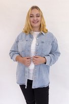 Niebieska Koszulowa Katana Jeansowa Zdobiona Cyrkoniami XL Nelino