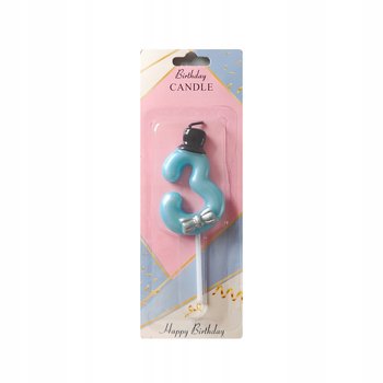 Niebieska Świeczka 3 Numer Cyfra Elegancka Kapelusz Urodziny Świeczki - Inna marka