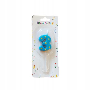 Niebieska Świeczka 3 Numer Cyfra Elegancka Urodziny Dziecka Świeczki Donut - Inna marka