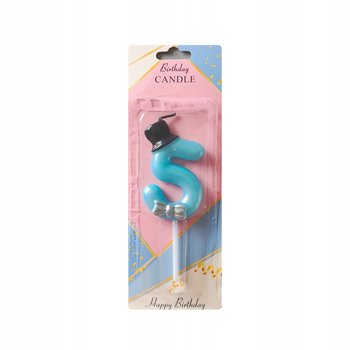 Niebieska Świeczka 5 Numer Cyfra Elegancka Kapelusz Urodziny Świeczki - Inna marka