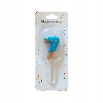 Niebieska Świeczka 7 Numer Cyfra Elegancka Urodziny Dziecka Świeczki Donut