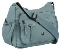 Niebieska torebka damska sportowa listonoszka z tkaniny kieszonki na suwak regulowany szeroki pasek na ramię PETERSON