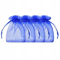 NIebieska torebka na prezent woreczek z organzy opakowanie szyfonowe spakuj