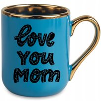 Niebieski Kubek Elegant LOVE YOU MOM Na Prezent Urodziny Dla Mamy WZORY
