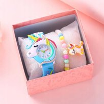 Niebieski piękny zegarek z jednorożcem bransoletka dla dziewczynki