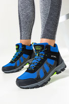 Niebieskie buty trekkingowe damskie sznurowane z czarnymi dodatkami softshell Casu B2108-3-38