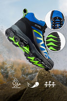 Niebieskie buty trekkingowe damskie sznurowane z czarnymi dodatkami softshell Casu B2109-3-41