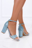 Niebieskie sandały Casu na ozdobnym słupku z zakrytą piętą paskiem wokół kostki ze skórzaną wkładką ER20X2-BC-41