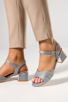 Niebieskie sandały damskie na ozdobnym klocku Casu ER24X10-BL-38