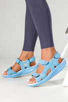 Niebieskie sandały damskie sportowe na rzep platforma skórzana wkładka szare wstawki Casu 2402-4W-36