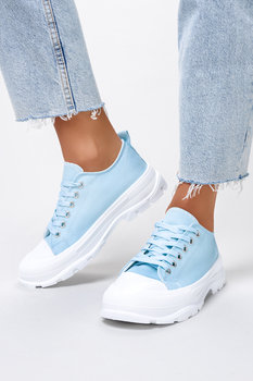 Niebieskie trampki na platformie damskie buty sportowe sznurowane Casu SJ2093-5-40 - Casu