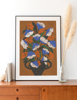 Niebieskie tulipany, plakat botaniczny, kwiaty - zanetaantosik