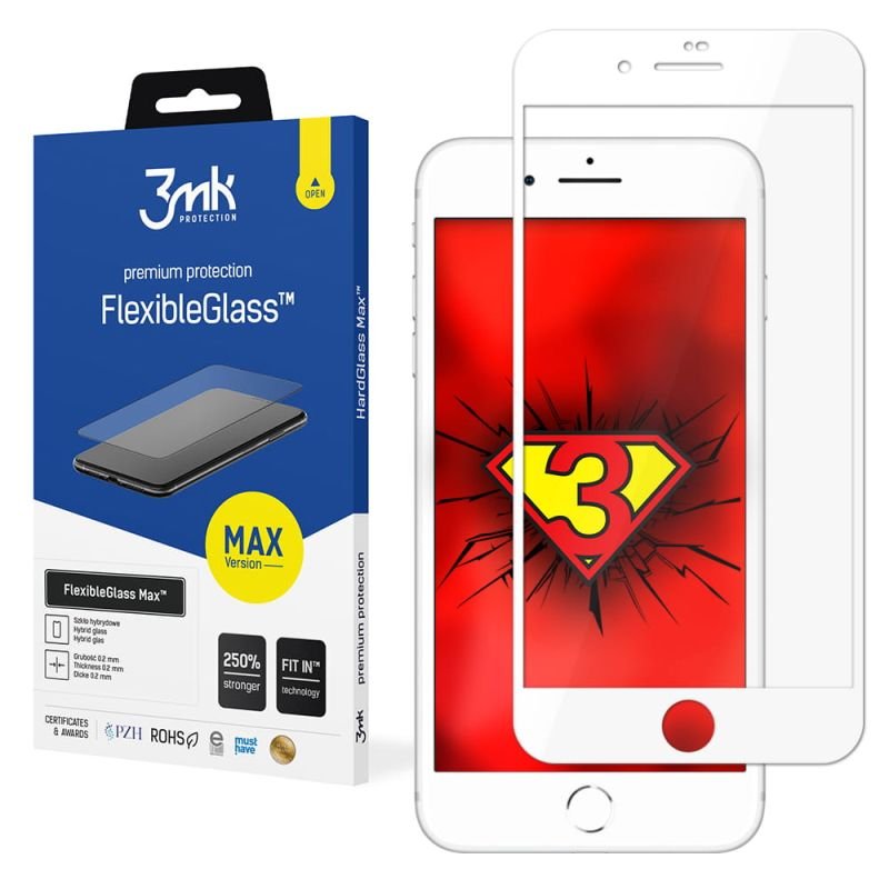 Niepękające szkło hybrydowe do Apple iPhone 7/8 - 3mk FlexibleGlass Max