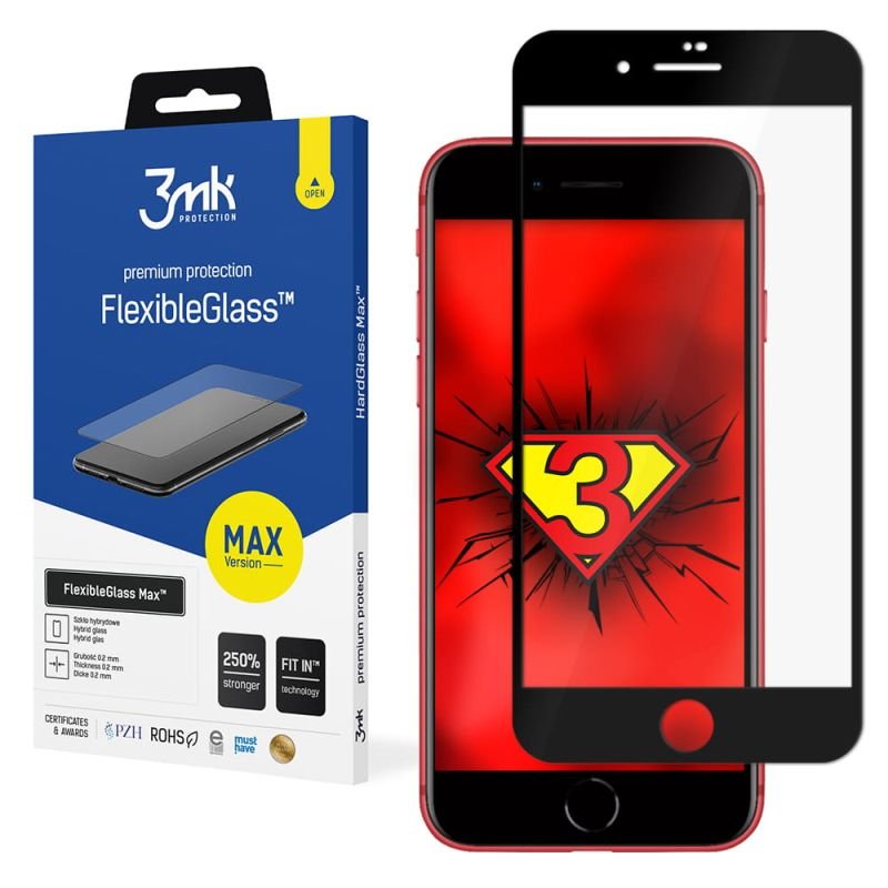 Niepękające szkło hybrydowe do Apple iPhone 7/8 - 3mk FlexibleGlass Max