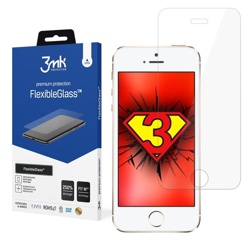 Nietłukące szkło hybrydowe do Apple iPhone 5S - 3mk FlexibleGlass