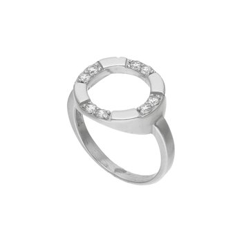 Nietypowy srebrny pierścionek z cyrkoniami 925 - Rosanto