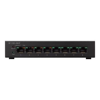 Niezarządzalny przełącznik Cisco Small Business SF110D-08HP 4x10-100 (PoE) + 4x10-100 Desktop, PoE do montażu na ścianie… - Cisco