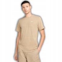 NIKE T-Shirt Męski Okrągły Dekolt Haftowane Logo Beżowy Rozmiar S