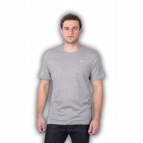 NIKE T-Shirt Męski Okrągły Dekolt Haftowane Logo Szary Rozmiar S