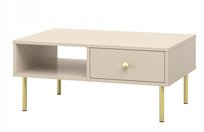 Niski stolik kawowy, ława VENUS, kaszmir, złote nóżki
