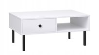 Niski Stolik kawowy VENUS Ława do salonu loft biała metalowe czarne nóżki
