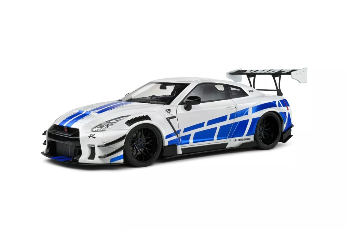 Nissan GT-R R35LB★PERFORMANCE 1/18 Nissan GT-R R35 Liberty Walk 1/18 Metaliczny Niebieski GT Wing