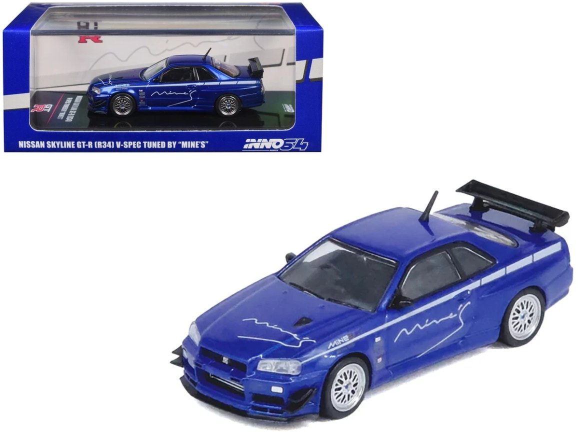 Nissan Skyline GT-R (R34) V-Spec Tuned By MINE'S, blue