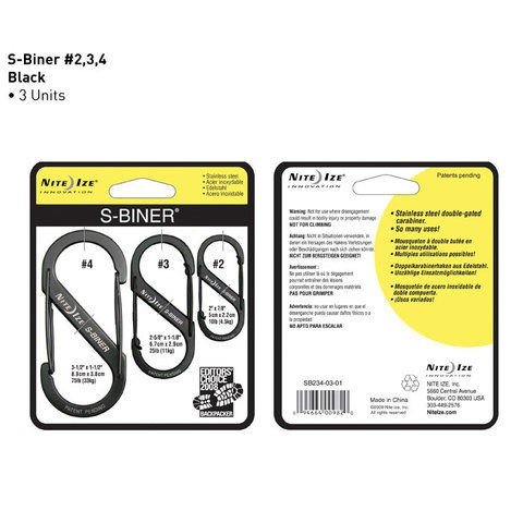 Nite Ize, Zestaw karabinków, S-Biner Set - #2, #3, #4 - Black - SB234-03-01 (1267)