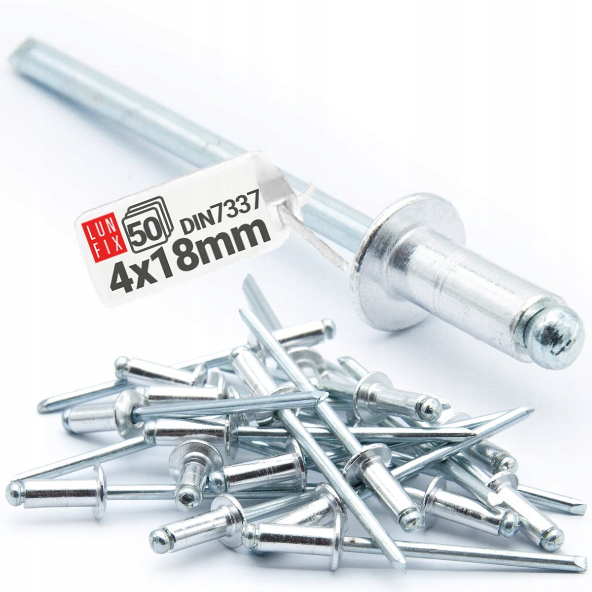 Nity zrywalne 4 x 18 mm aluminiowo stalowe srebrne ocynk nit DIN 7337 ...
