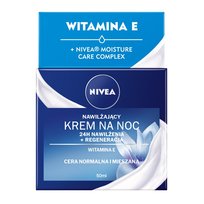 Nivea, 24H  Nawilżenia + Regeneracja nawilżający krem na noc cera normalna i mieszana, 50ml
