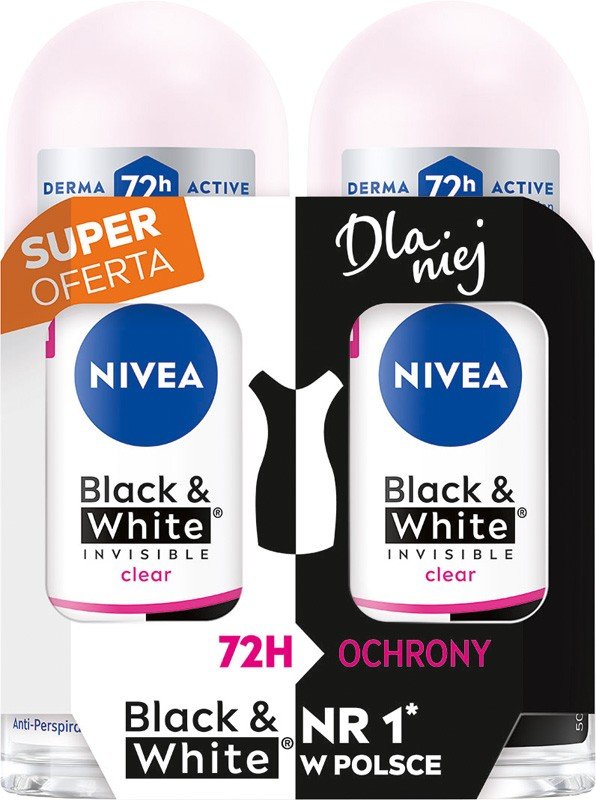 Empik Nivea Roll-On Antyperspirant Invisible Clear Black & White Duopak