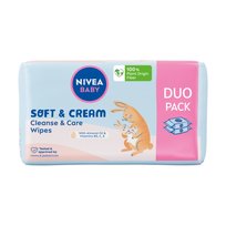 NIVEA BABY Chusteczki nawilżane Biodegradowalne Soft & Cream 2 x 57 sztuk