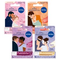 NIVEA BRIDGERTON EDITION Pielęgnujące Pomadki 24h do ust 4,8g Zestaw 4 szt.