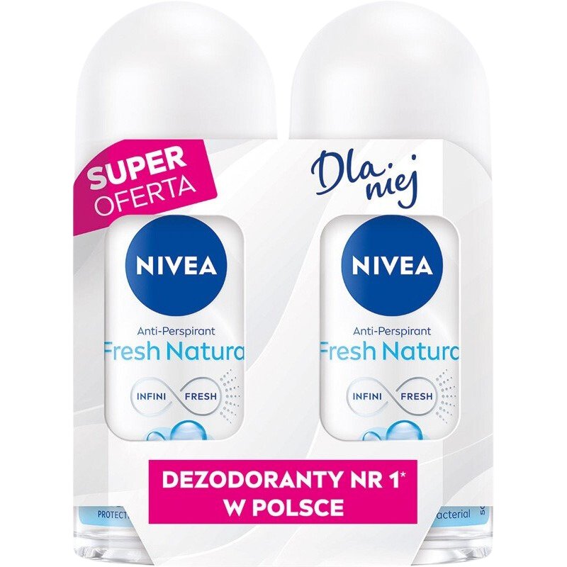 Empik Nivea Roll-On Antyperspirant W Kulce Fresh Natural Duopak (2X50ml)