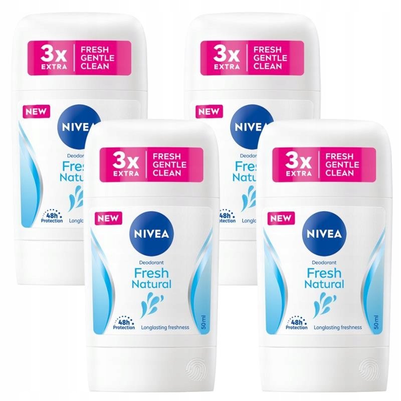 Empik NIVEA Fresh Natural Antyperspirant damski w sztyfcie bez alkoholu 50ml x4