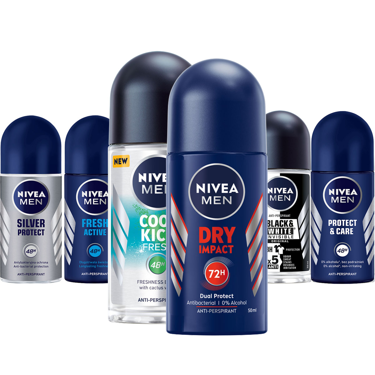 Empik NIVEA MEN Antyperspirant Roll On Silver 48h, 50 ml - Bez alkoholu
