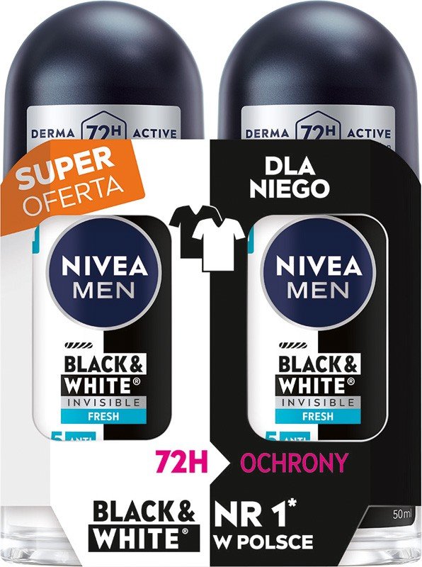 Empik NIVEA MEN ANTYPERSPIRANT W KULCE BLACK & WHITE INVISIBLE FRESH DUO 2X50 ML