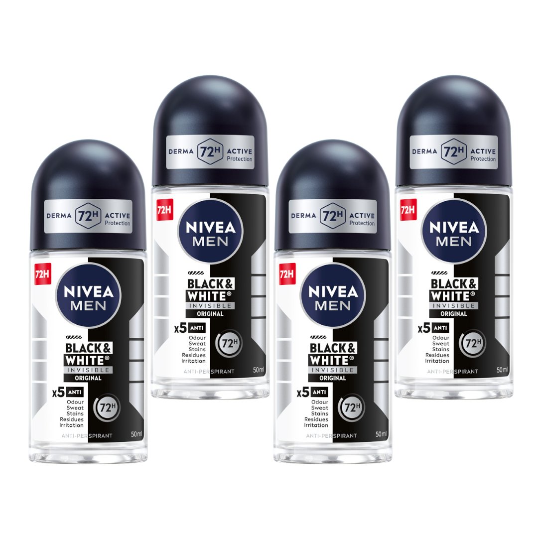 Empik NIVEA MEN B&W Invisible Original Antyperspirant Roll-on 50ml x4