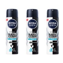 Nivea Men, Black&White, Antyperspirant męski, 3x150 ml